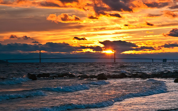 Mackinac Bridge at Sunset